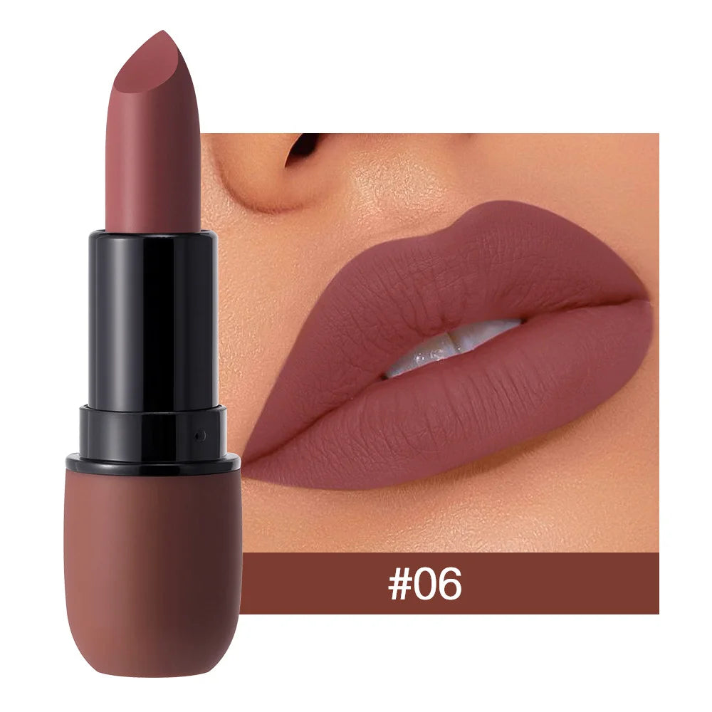 Matte Lipstick Long-Lasting Waterproof Classic High Pigment Velvet Topcoat Lip Cosmetics