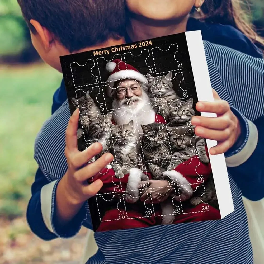 2024 Advent Calendar 24 Days Christmas Cat Ornament Calendar Cartoon Festival Supplies Funny Wall Decoration For Holiday Party