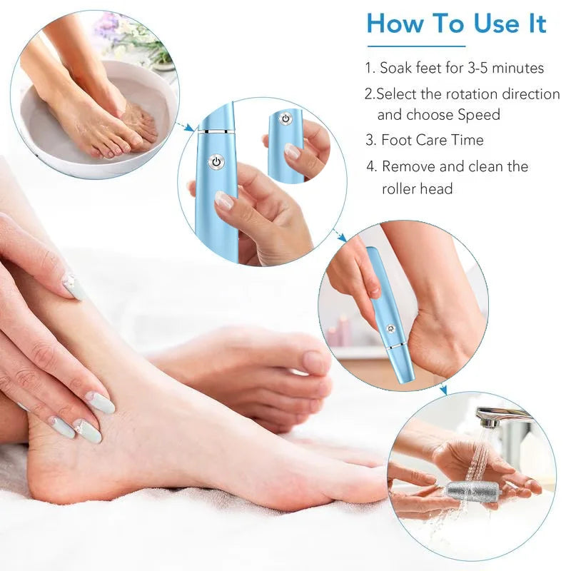 Electric Feet Callus Remover USB Rechargeable Electric Foot Grinder For Removing Dead Skin Feet Calluses Pedicure Care Tools