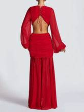 summer women deep v neck backless draped party dress