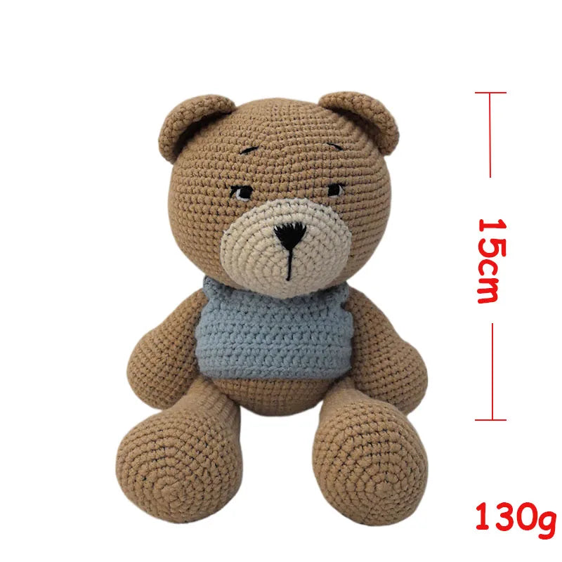 Personalization Crochet Animal Baby Towel Toy Wooden Newborn toys Bear Stuffed Doll Cotton Towel Sleeping dolls