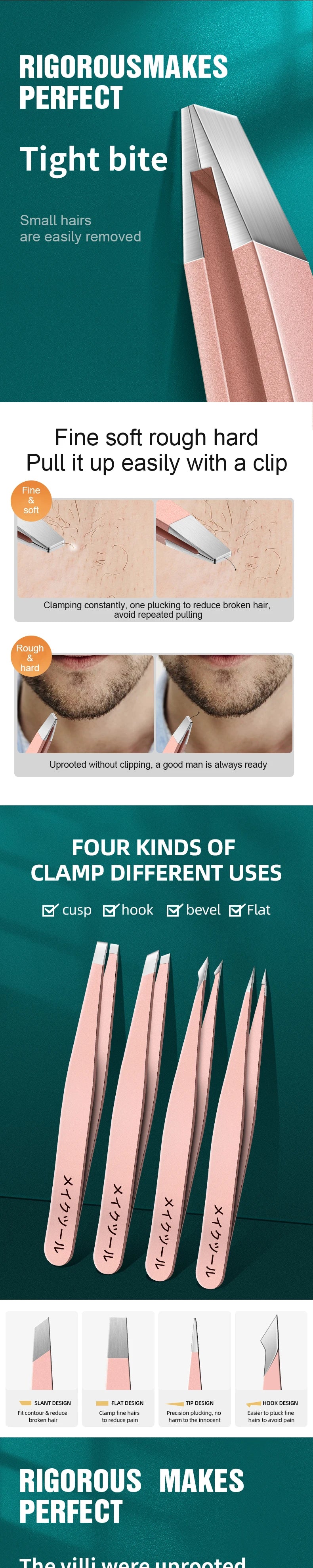 Ouriner Eyebrow Tweezers Set 4 Pcs Stainless Steel Eyebrow Forceps Professional Beauty Tool Set For Facial Hair Inward Growing