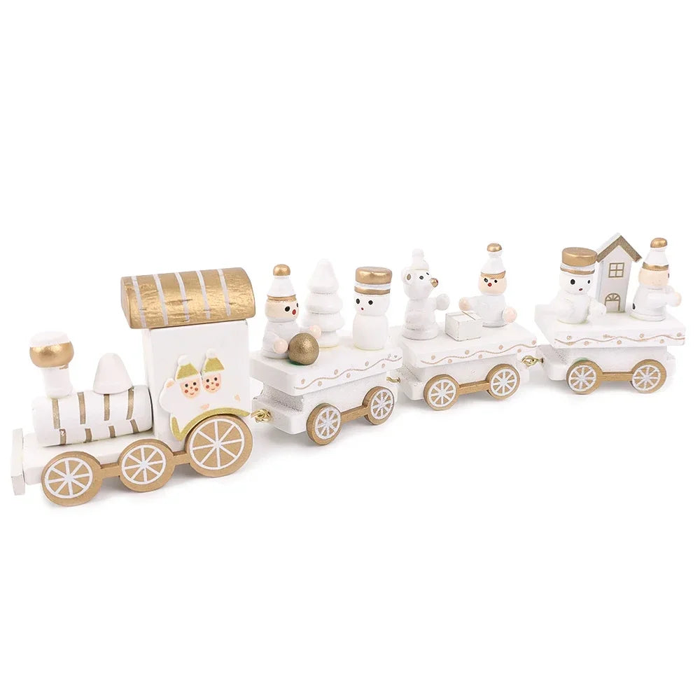 Christmas Train Painted Wooden Plastic  Mini Christmas Tree Train Christmas Decorations Festival Party Xmas Table Top Ornament