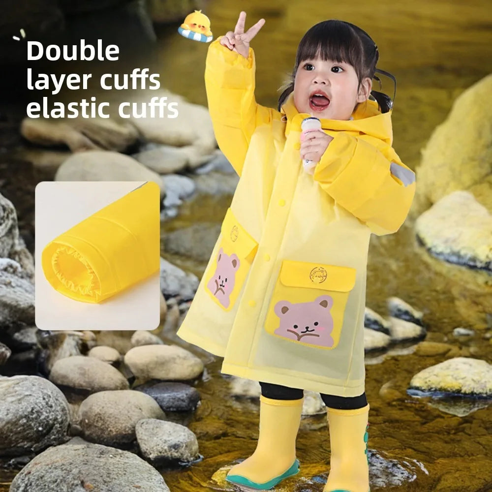 Children's Raincoat for Boys Girls,Full Body Waterproof,Kindergarten Baby for School,Student Only, with Backpack Space, Raincoat