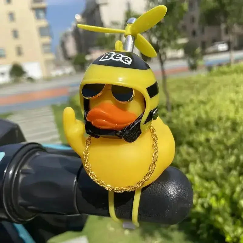 New! Funny Middle Finger Rubber Duck for Bike Car Dashboard Decorations Yellow Duck with Propeller Motorcycle Car Decoration