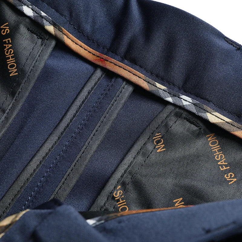 Mens Thin Stretch Straight Summer Pants Silky No-Iron Fabric