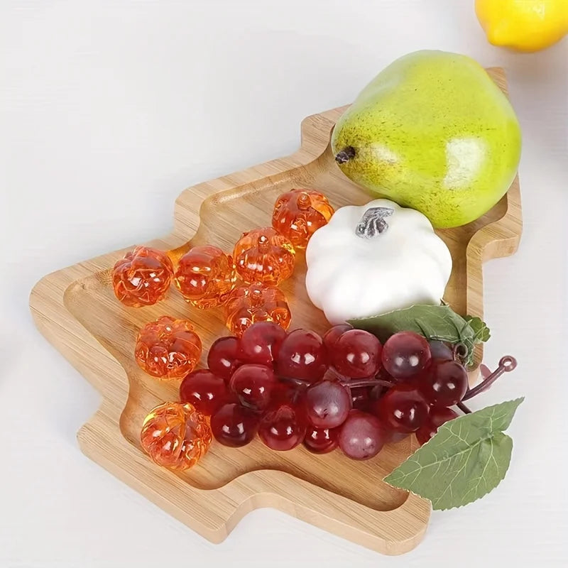 Christmas charm wooden appetizers for snacks, desserts and sweets, festive reindeer, tree and hat patterns, home decor