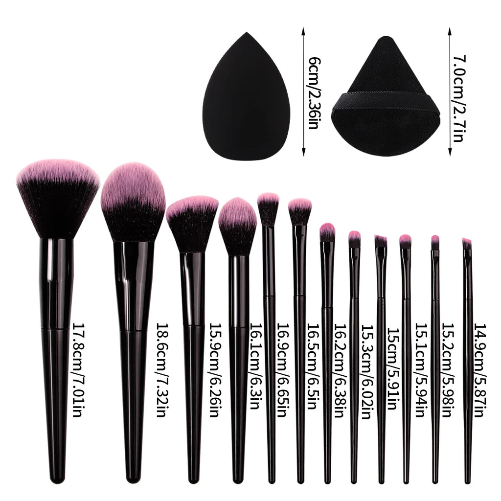 12 high-quality soft makeup brushes set +4 beauty eggs, triangular powder puff, super practical and portable beauty tools