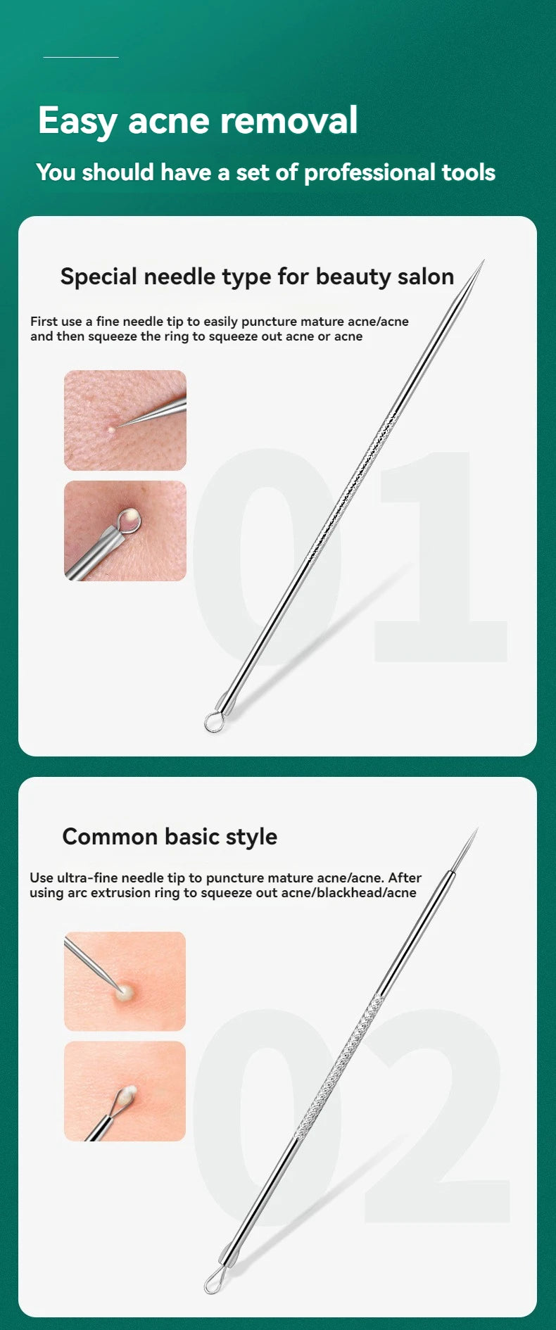 8 PCS Stainless Steel Acne Clip, Cell Clip, Blackhead Clip, Acne Needle, Beauty Salon Acne Needle, Acne Needle Tool
