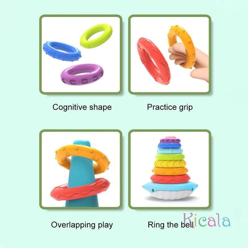 Montessori Stacking Toys for Toddlers 1-3 Colorful Rainbow Stacking Ring Sensory Toys with Sounds for 6-12 Months Birthday Gifts