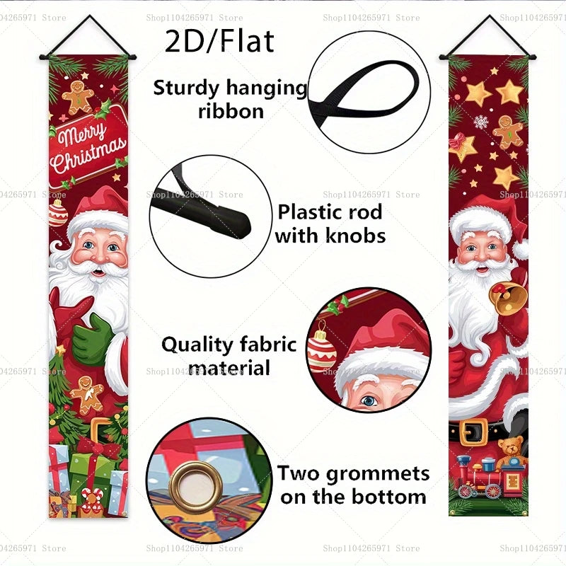 Christmas Door Banner Door Couplet Merry Christmas Decoration For Home 2025 Navidad Kerst Natal Noel Xmas Decor New Year 2026