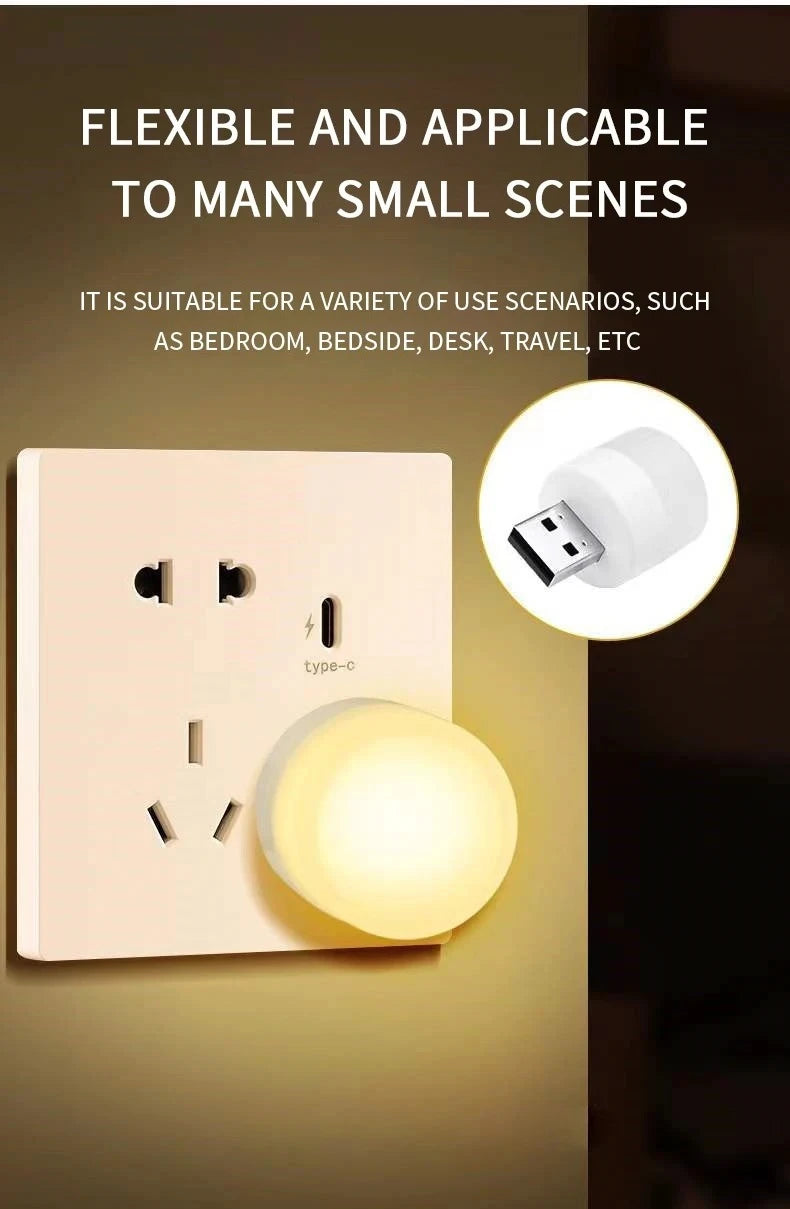 3-5Pcs Mini USB Night Light Warm White Eye Protection Book Reading Lights usb Plug Computer Mobile Power Charging LED night Lamp