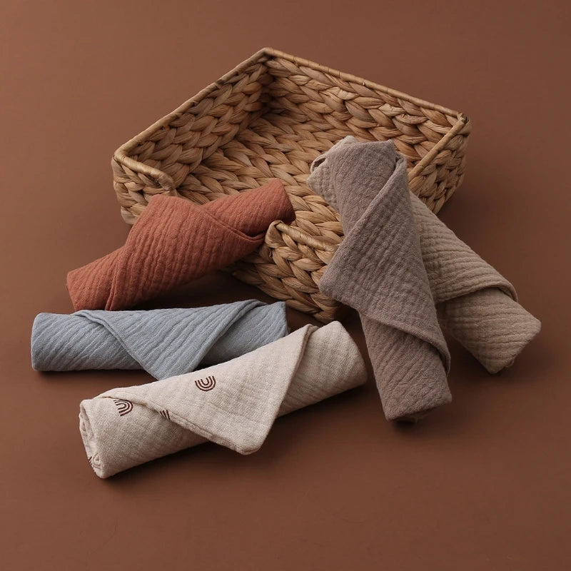 5PC Baby Towel New Born Items Stuff Muslin Squares Infant Newborn Hand Bath Shower Face Towels Soft Cotton Gauze Baby Washcloth