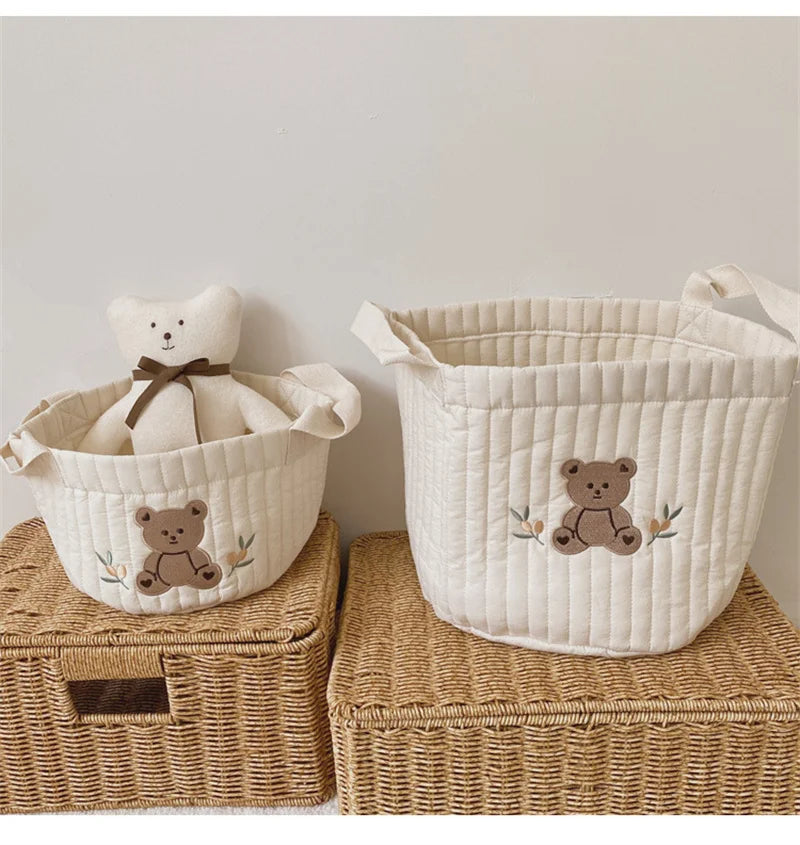 Diaper Bag Baby Items Toy Storage Bag for Newborn Crib Organizer Bedding Cotton Embroidery Mommy  Multipurpose storage basket