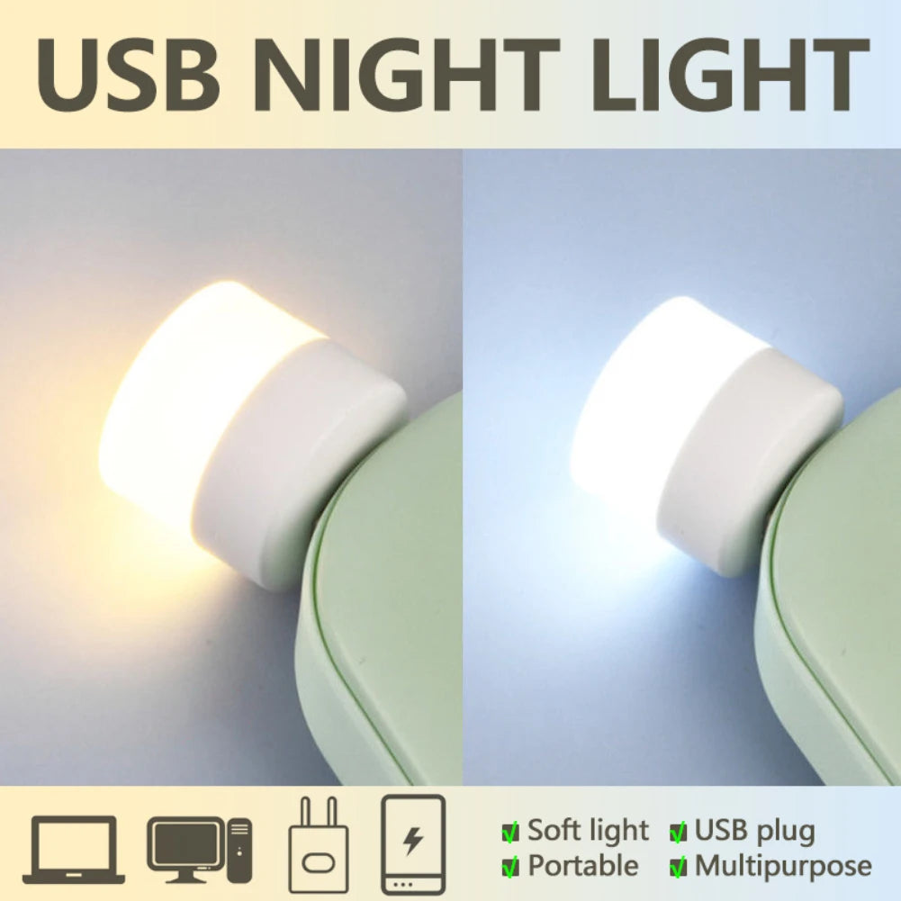 3-5Pcs Mini USB Night Light Warm White Eye Protection Book Reading Lights usb Plug Computer Mobile Power Charging LED night Lamp