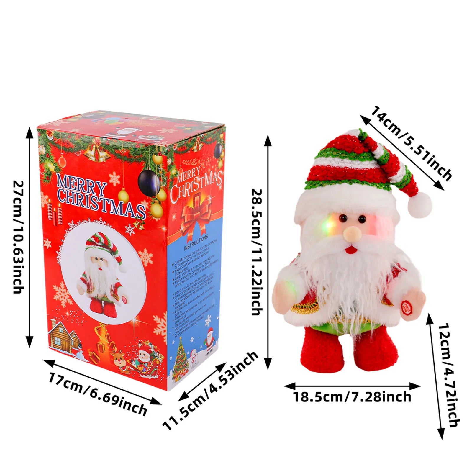 Christmas Light Music Electric Move Left And Right Elderly Ornaments Decoration Christmas Figurine Gift Box for Kids