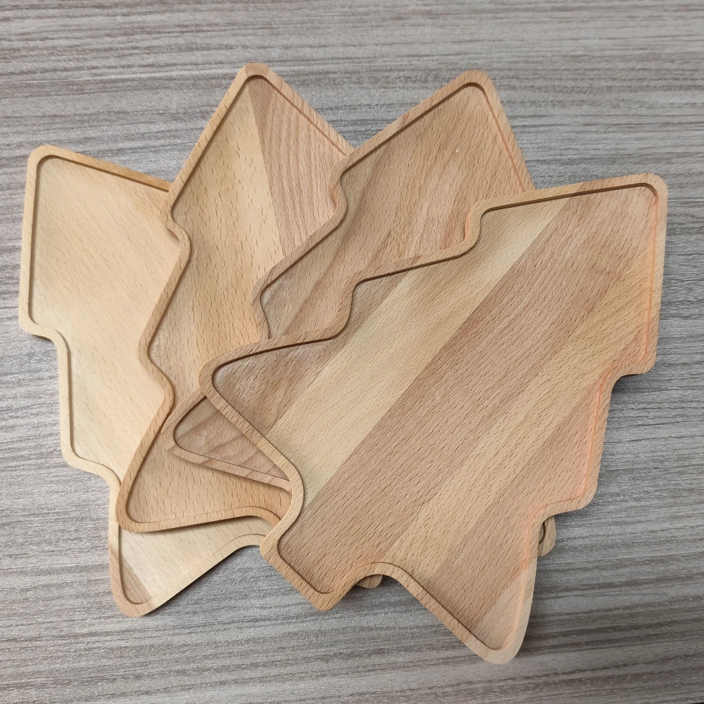 Christmas charm wooden appetizers for snacks, desserts and sweets, festive reindeer, tree and hat patterns, home decor