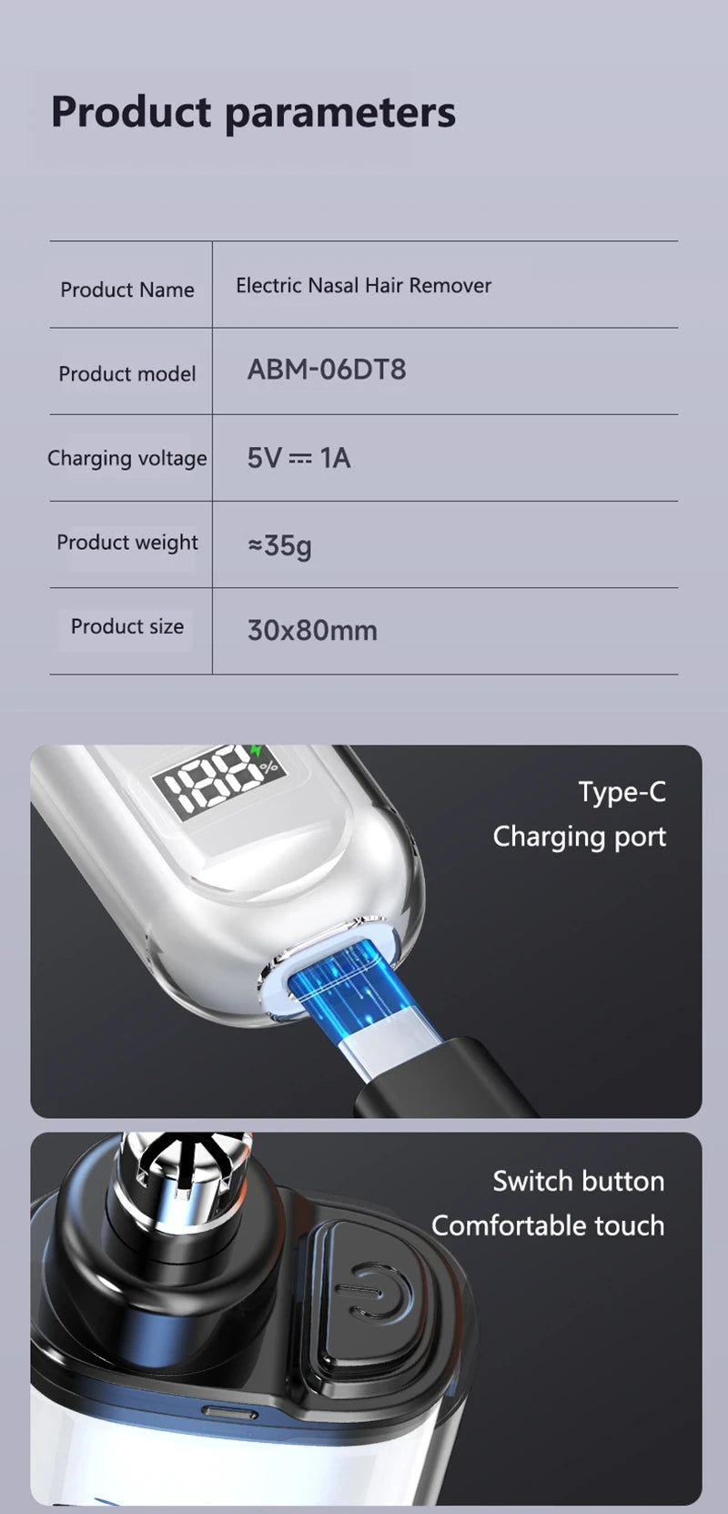 Xiaomi Nose Ear Hair Trimmer for Men Type-C Rechargeable Portable Painless Shaving Ear Nose Hair Clipper Facial Hair Trimmer New
