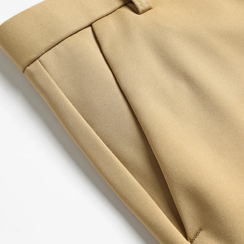 Mens Thin Stretch Straight Summer Pants Silky No-Iron Fabric