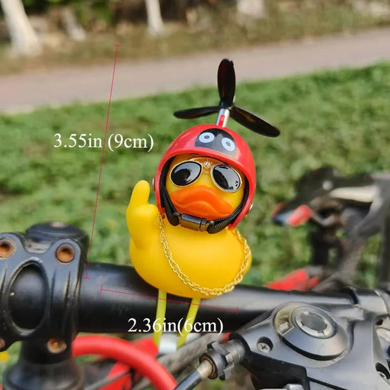 New! Funny Middle Finger Rubber Duck for Bike Car Dashboard Decorations Yellow Duck with Propeller Motorcycle Car Decoration