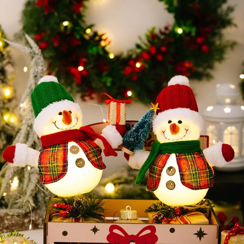 Christmas Glowing Snowman Decoration with Lights Snowman for Table Ornament Creative Gift Decoracion Para El Hogar