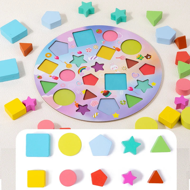 Montessori Shape Matching Puzzle for Toddlers Educational Toy for Early Learning Color Recognition Birthday Gift Toys