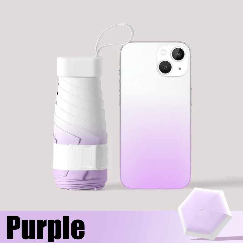 Mini Gradient Colour Folding Umbrella With UV Protection Casual Durable Compact Umbrella For Men's & Women's Outdoor Activities