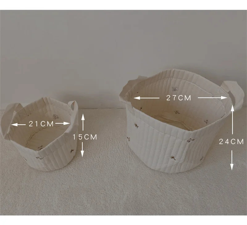 Diaper Bag Baby Items Toy Storage Bag for Newborn Crib Organizer Bedding Cotton Embroidery Mommy  Multipurpose storage basket