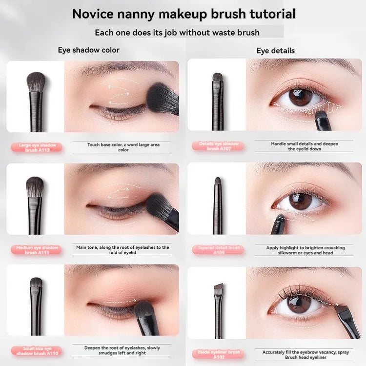 Soft Bristle Eyeshadow Brushes 10-piece Set Eye Makeup Smudge Undercover Eyeliner Blade Eye Detail Small Makeup Brushes