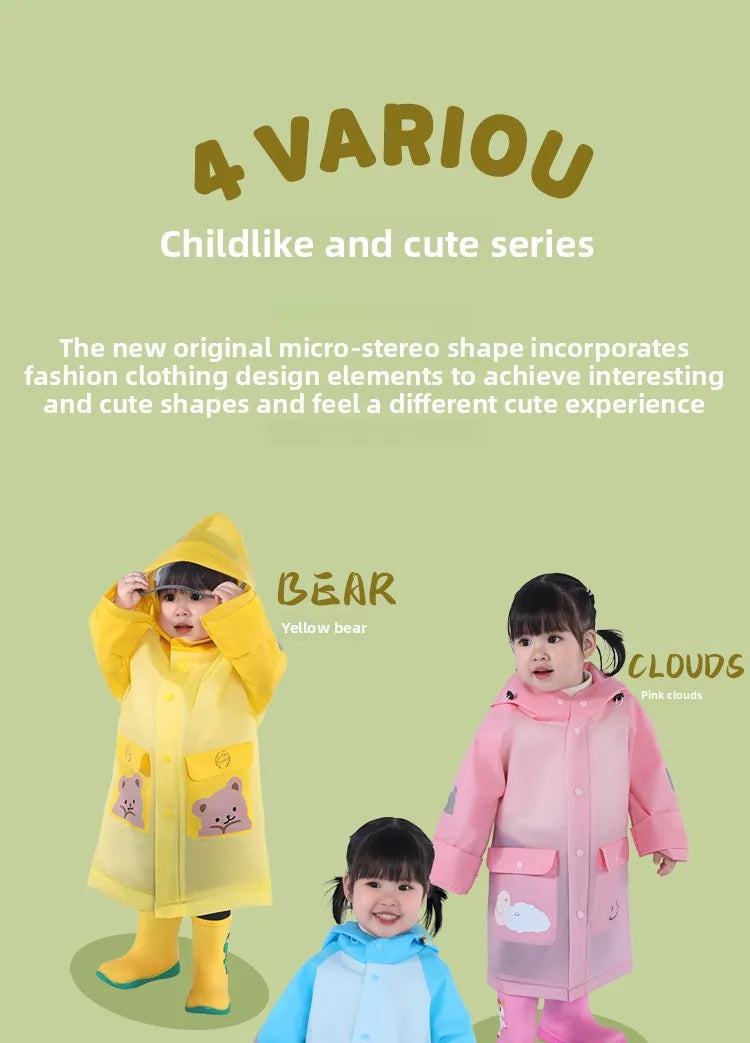 Children's Raincoat for Boys Girls,Full Body Waterproof,Kindergarten Baby for School,Student Only, with Backpack Space, Raincoat