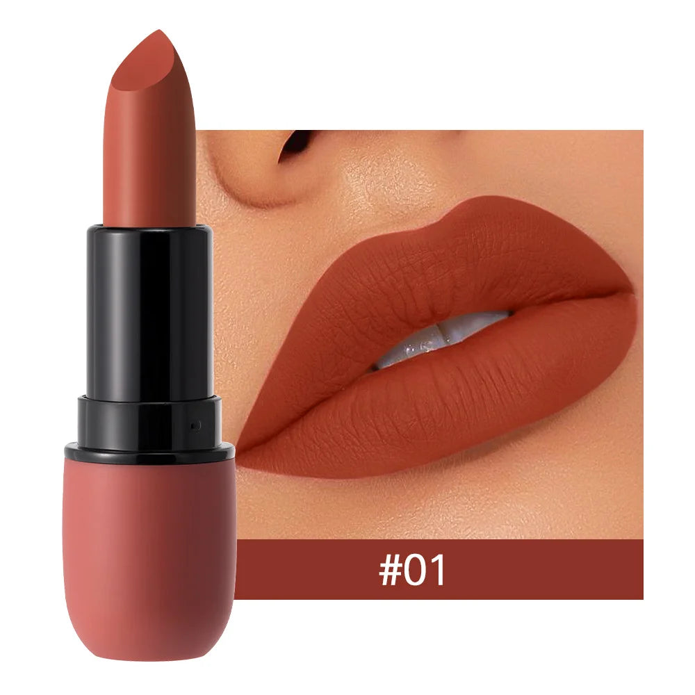 6-Color Matte Lipstick: Velvet Lip Color, Smooth, Waterproof, Long-Lasting Color Lip Makeup