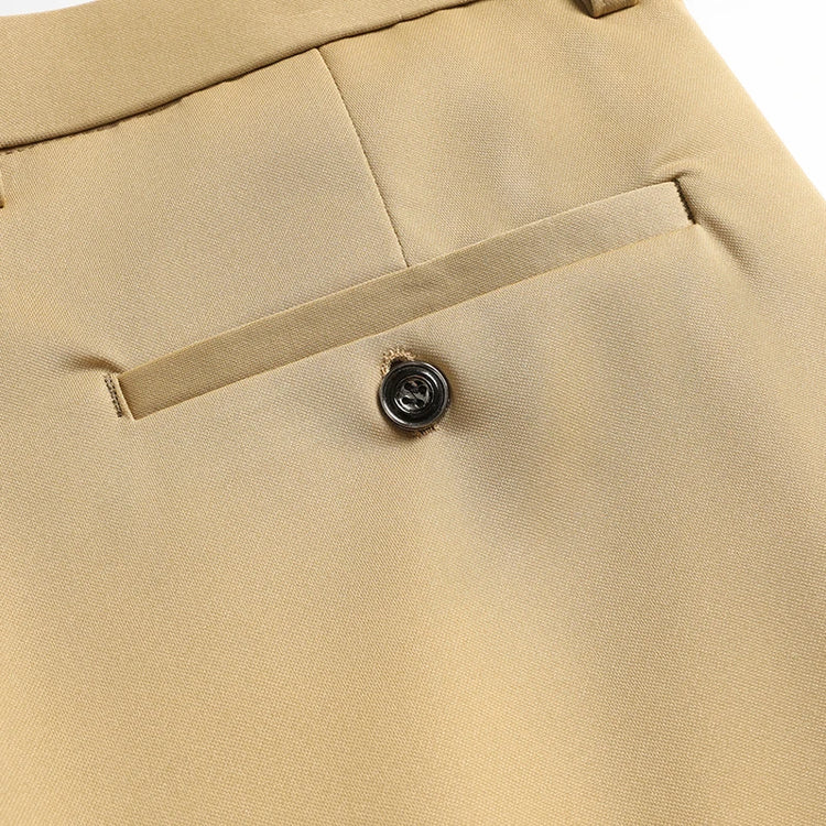 Mens Thin Stretch Straight Summer Pants Silky No-Iron Fabric