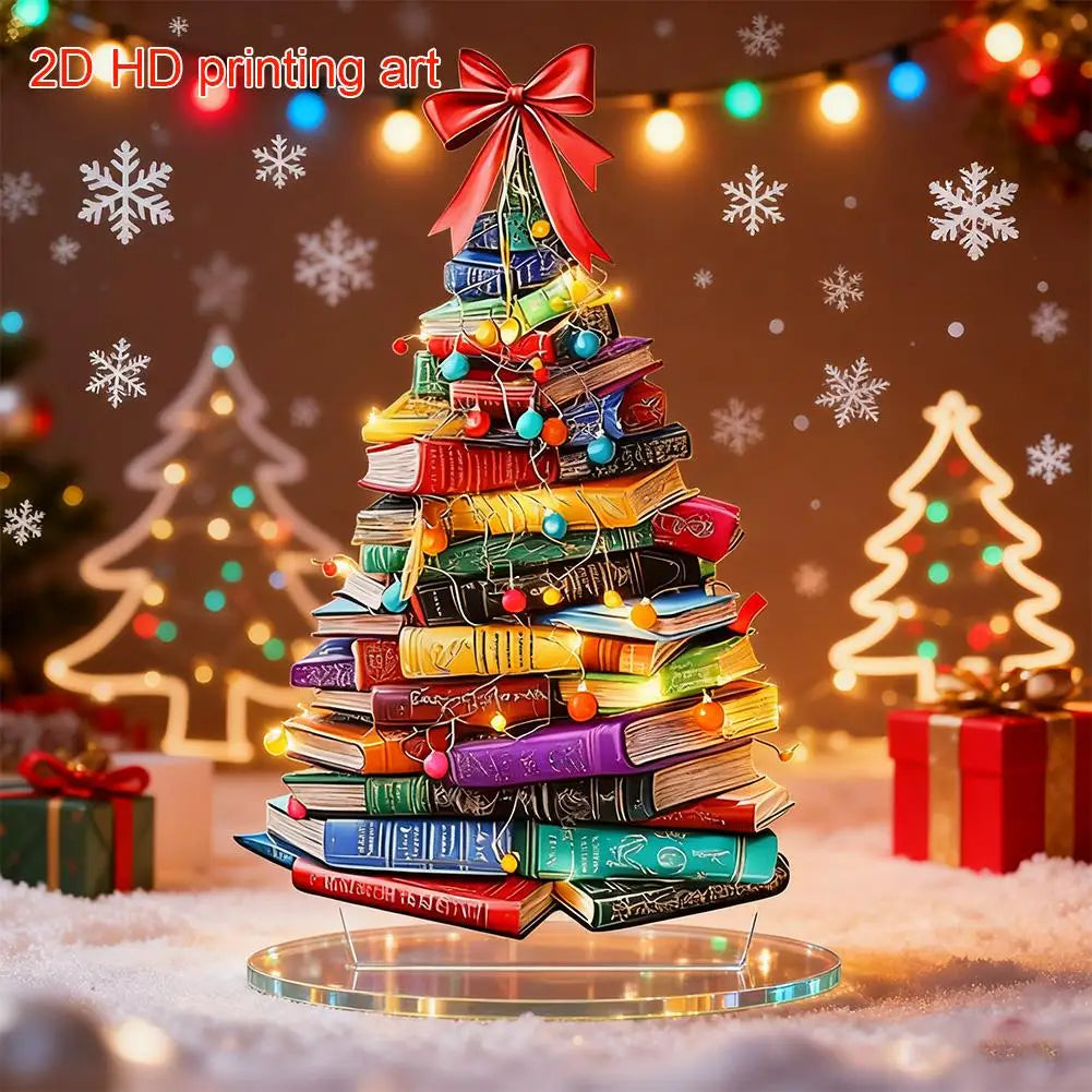 Christmas Theme Book Christmas Tree Acrylic Ornament Decoration Home Creative Tabletop Decoration Festival Birthday Gifts