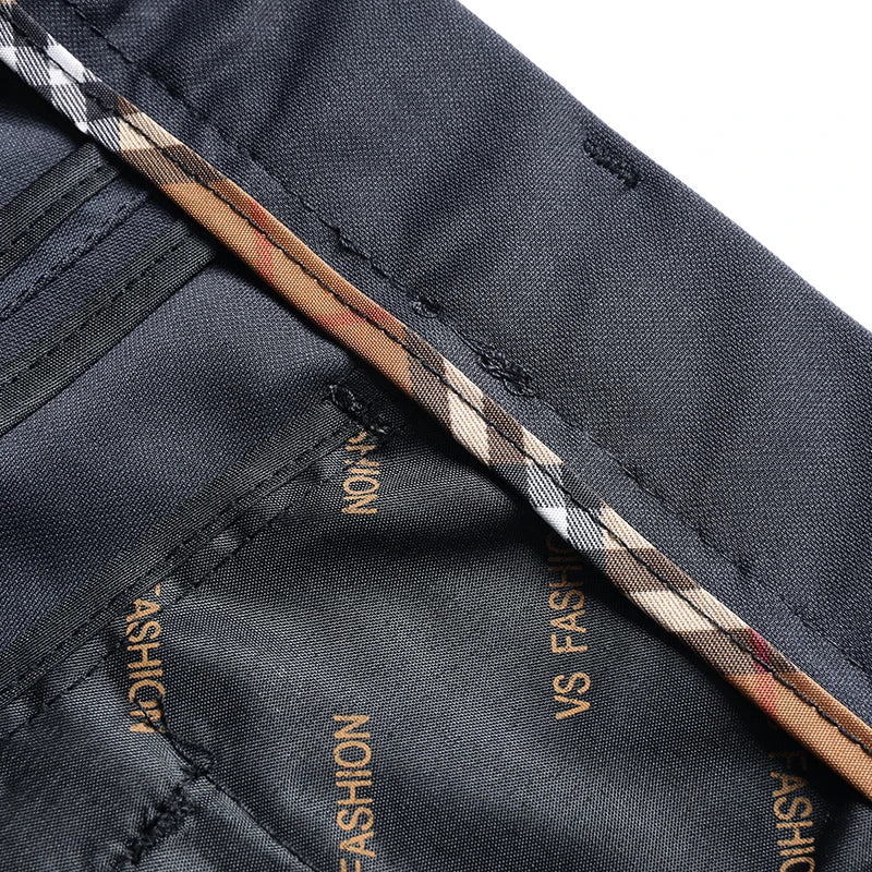 Mens Thin Stretch Straight Summer Pants Silky No-Iron Fabric