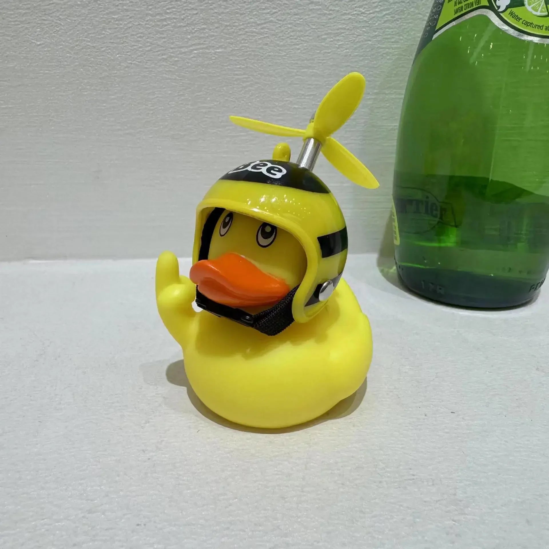 New! Funny Middle Finger Rubber Duck for Bike Car Dashboard Decorations Yellow Duck with Propeller Motorcycle Car Decoration