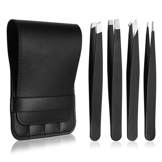 Tweezers Set 3-4pcs Premium Stainless Steel Eyebrow Precision Sharp Tip Tweezers for Body Ingrown and Facial Hair Removal
