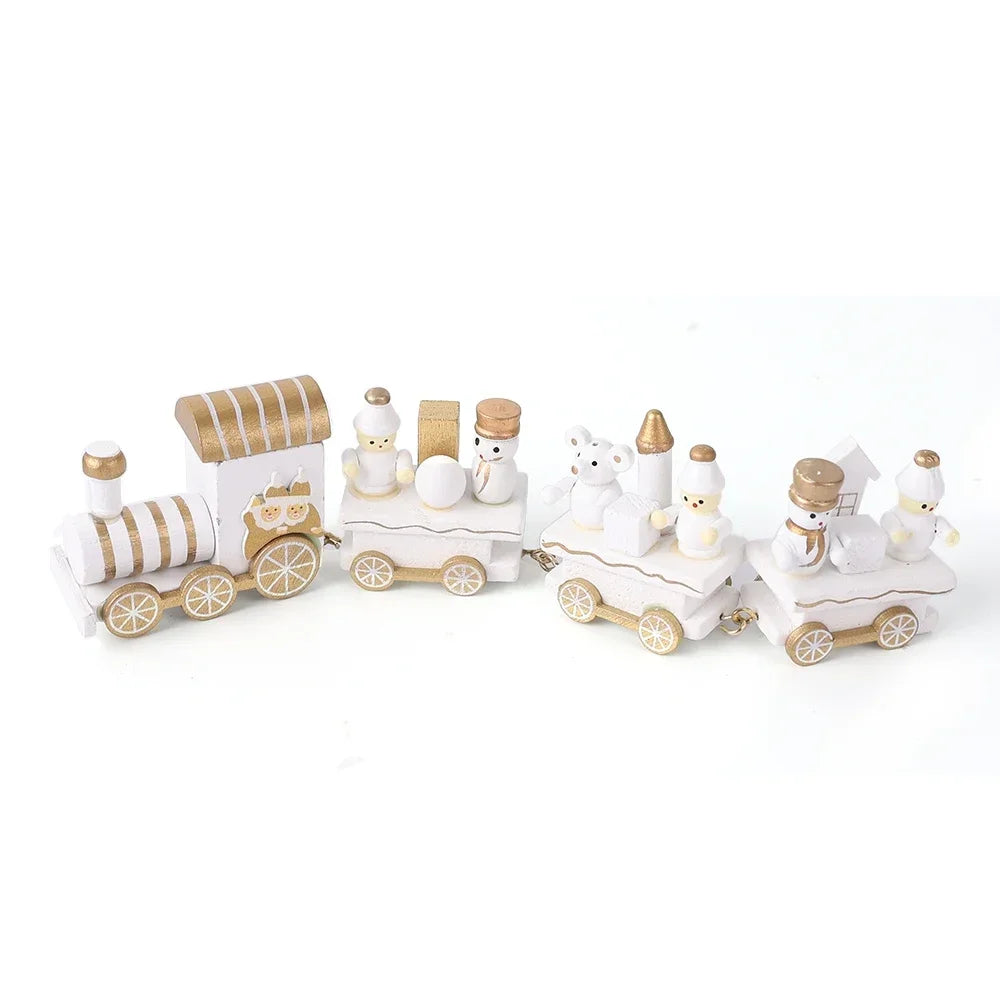 Christmas Train Painted Wooden Plastic  Mini Christmas Tree Train Christmas Decorations Festival Party Xmas Table Top Ornament