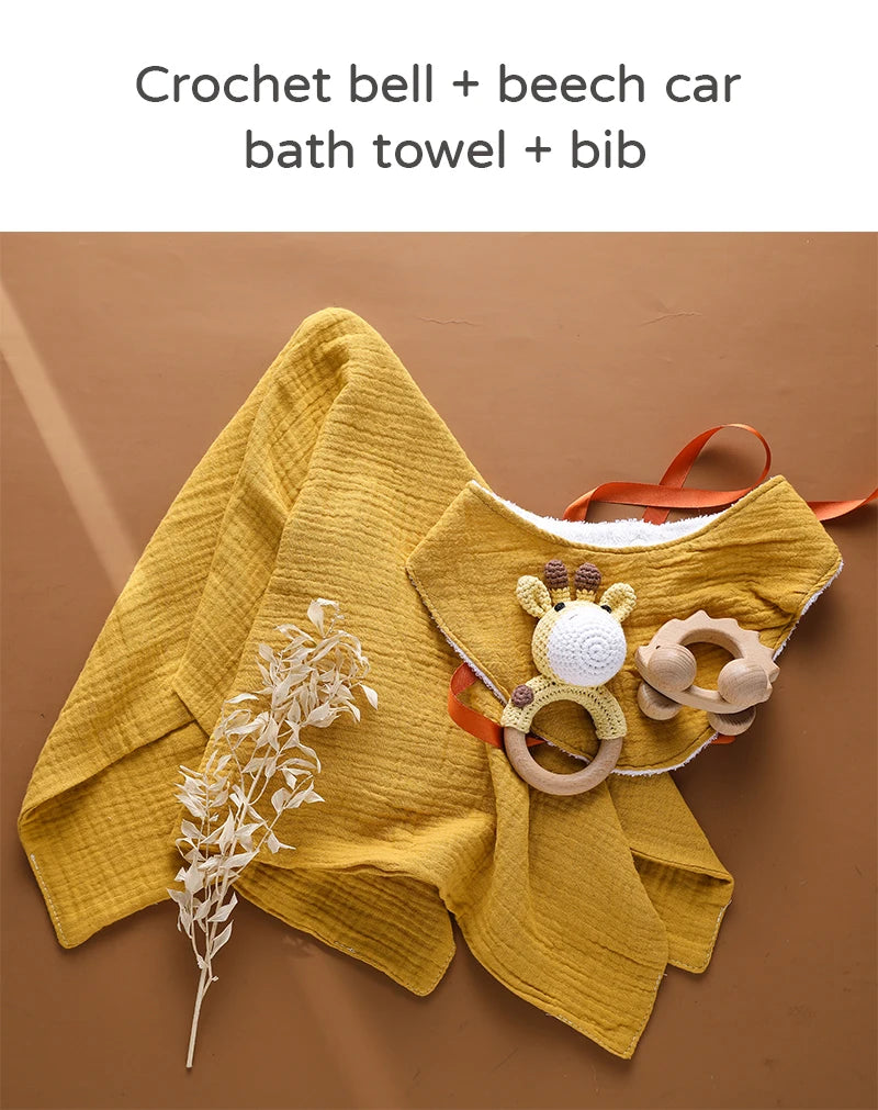 Baby drool Towel Toy Set Milestone Cards Accessories Photography Props Monthly Growth Commemoration Babies Photos Birth Gift Set