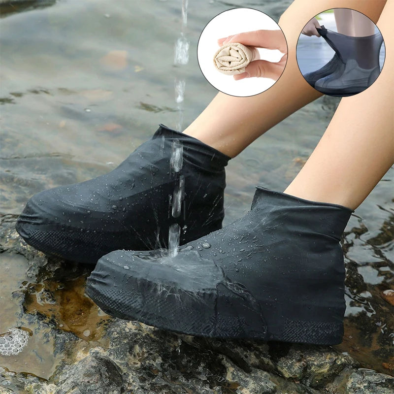 1 Pair Latex Rain Boot Overshoes Travel For Outdoor Use Latex Waterproof Shoe Covers Rainy Day Non-slip Reusable Foot Cover