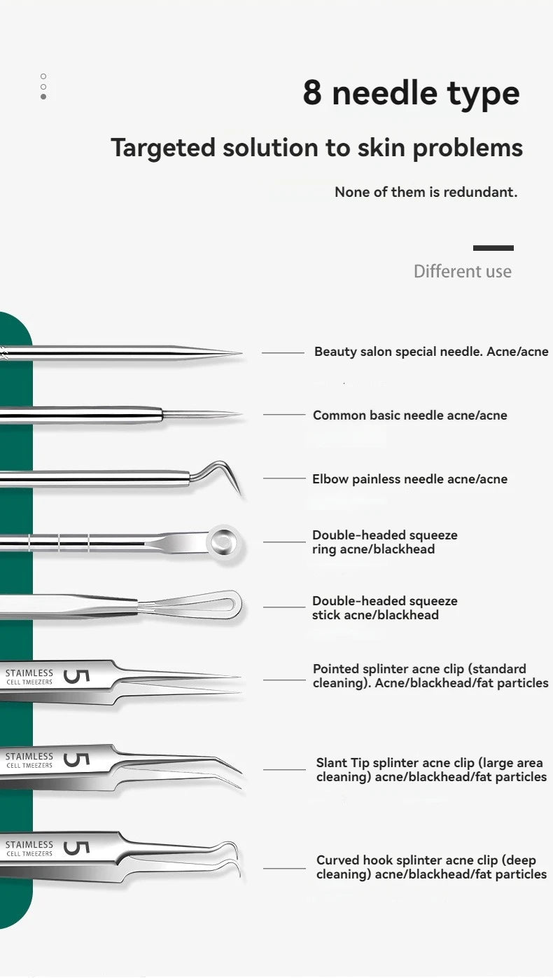 8 PCS Stainless Steel Acne Clip, Cell Clip, Blackhead Clip, Acne Needle, Beauty Salon Acne Needle, Acne Needle Tool