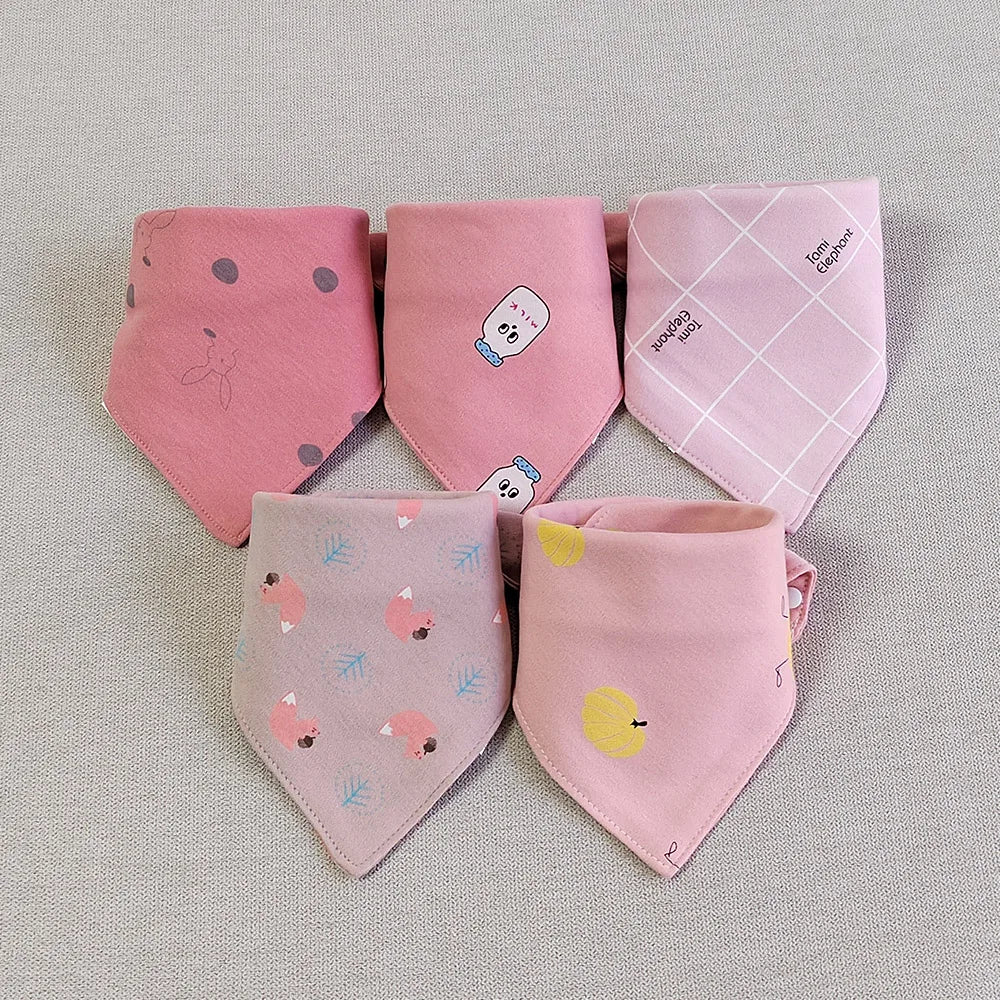 New 5 Pieces/Lot Baby Bibs Cotton Triangle Cartoon Infant Lunch Feeding Bandana Bib Saliva Towel Burp Cloths Newborn Items