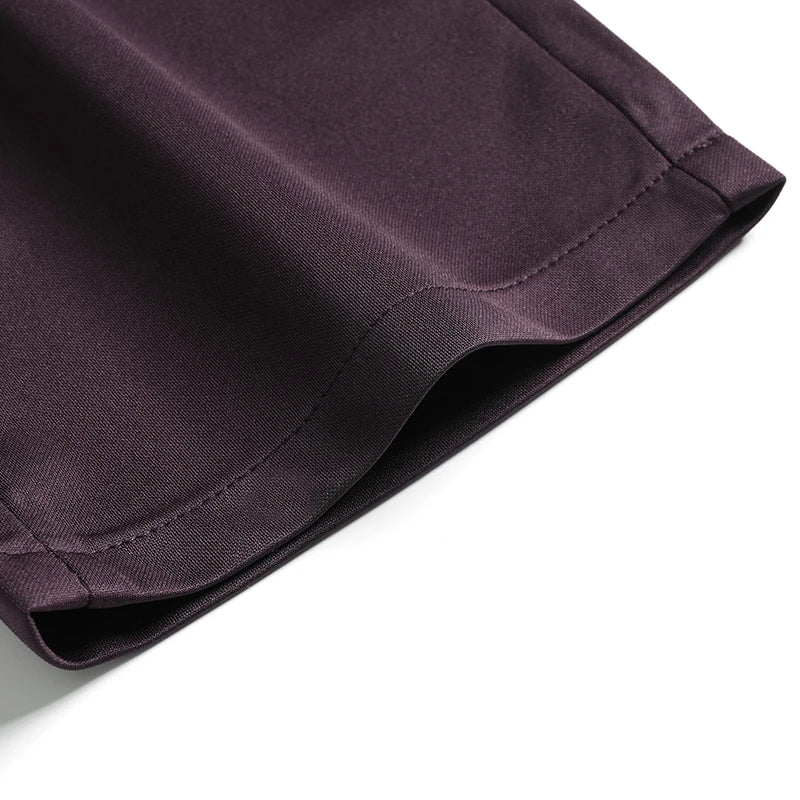 Mens Thin Stretch Straight Summer Pants Silky No-Iron Fabric