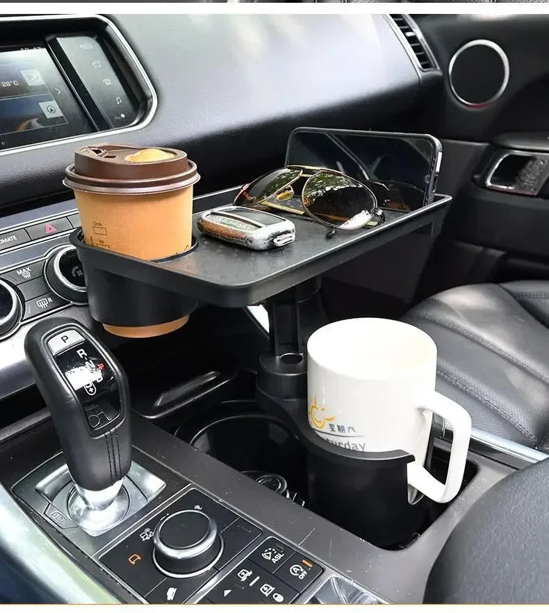 Universal Car Cup Holder Tray With Dual Cup Holder Organized Table Food Car Tray Portable Adjustable Drink Stand