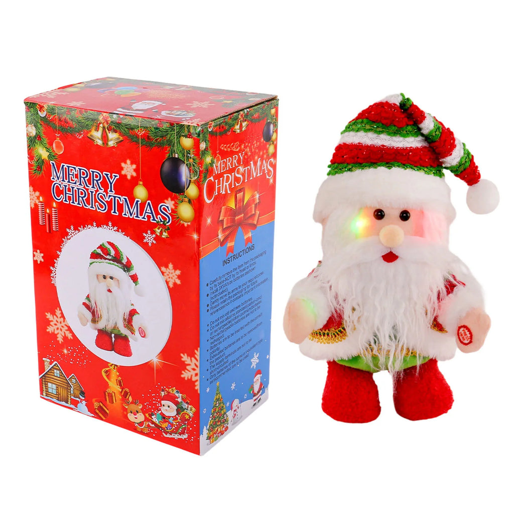 Christmas Light Music Electric Move Left And Right Elderly Ornaments Decoration Christmas Figurine Gift Box for Kids