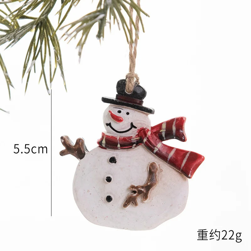 Christmas Resin Tree Decorations Santa Snowman Angel Pendant Ornament DIY Kids Toys Noel Navidad Kerst 2023