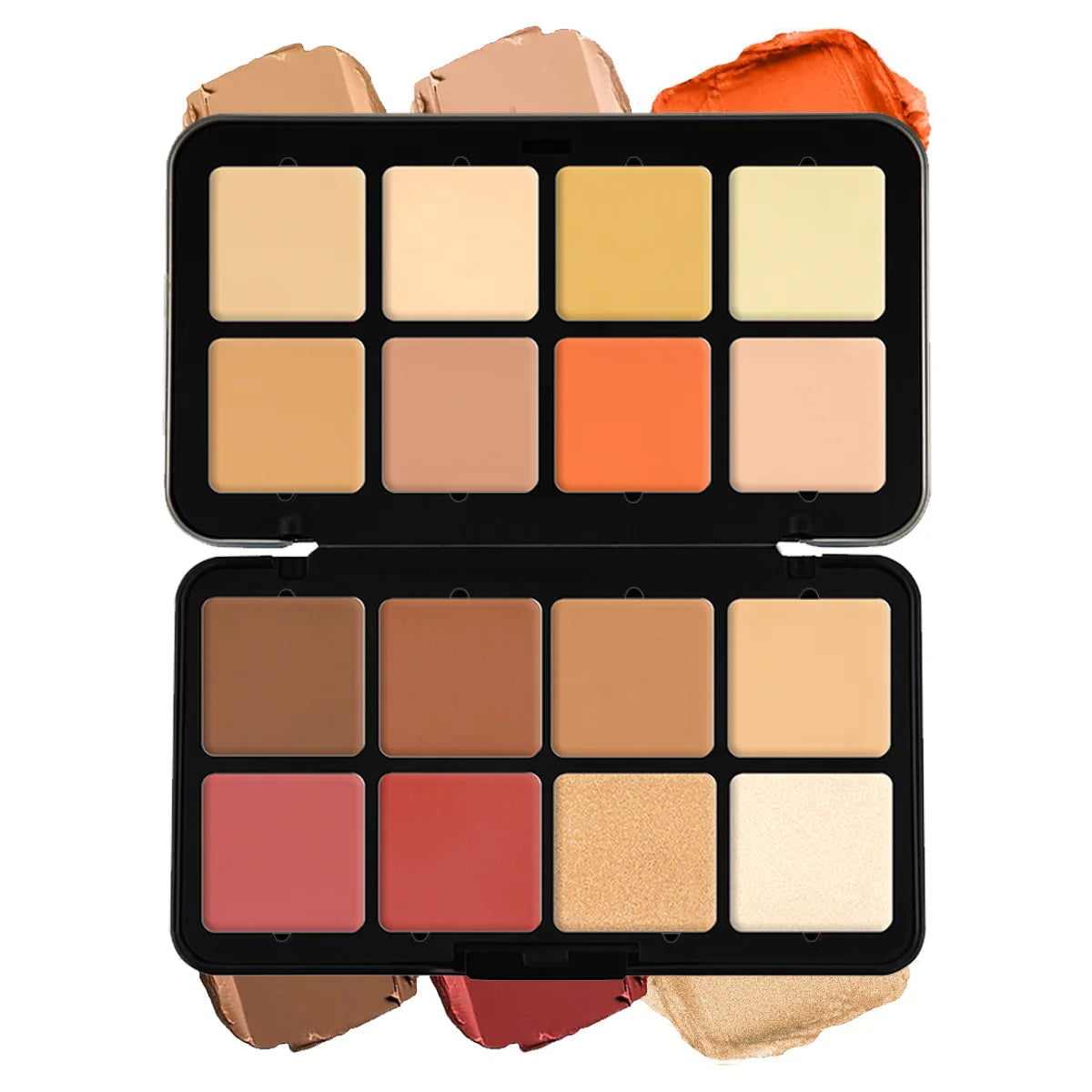 12-Color Iron Box Blusher Plate Multi-Color Cream Blush Plate Concealer Plate Contour and Highlighter Palette Makeup Blush Face