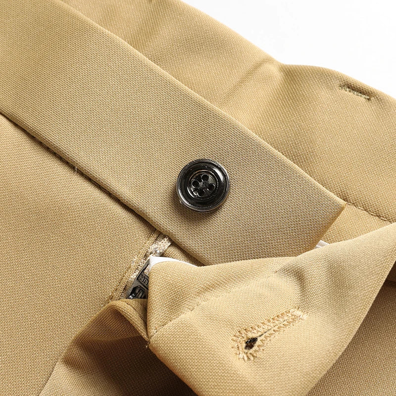 Mens Thin Stretch Straight Summer Pants Silky No-Iron Fabric