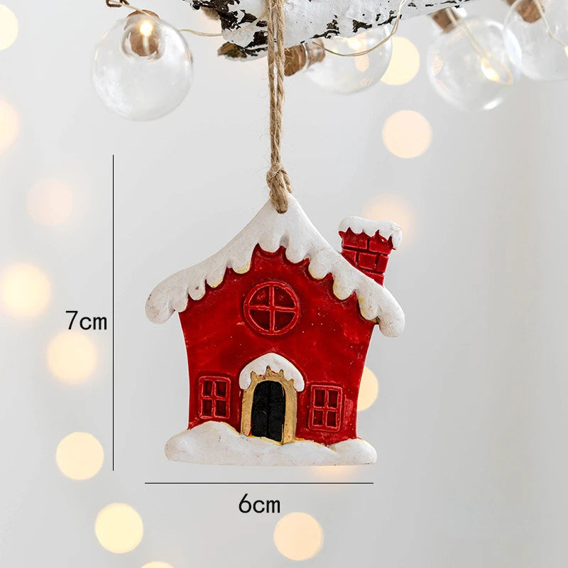 Christmas Resin Tree Decorations Santa Snowman Angel Pendant Ornament DIY Kids Toys Noel Navidad Kerst 2023