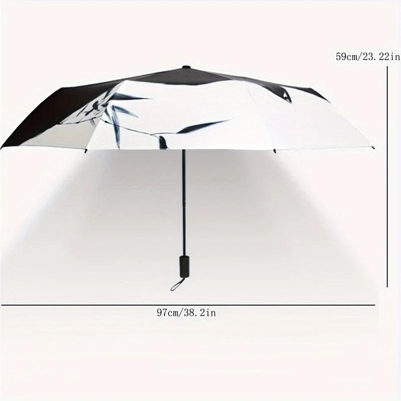 1pc Black White Minimalism Cat Pattern Folding Umbrella Rainproof Sunshade UV Protection Travel Umbrella Automatic Manual Models