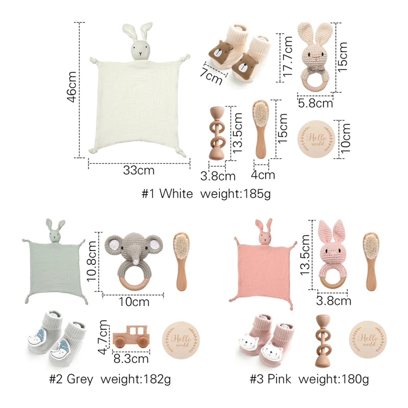 Baby Rattle Toys Newborn Animal Appease Towel Keepsakes Memories Milestone Cards Baby Birth Monthly Bath Accessories Photography